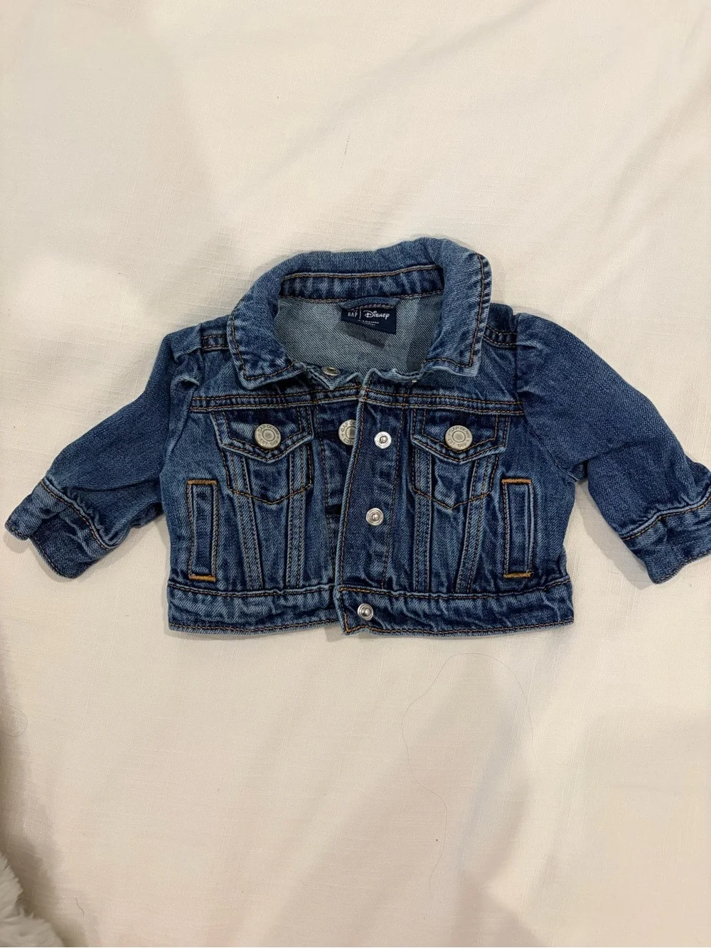 GAP Kids Disney Denim Jacket with Minnie Mouse Patch - Blue & Red